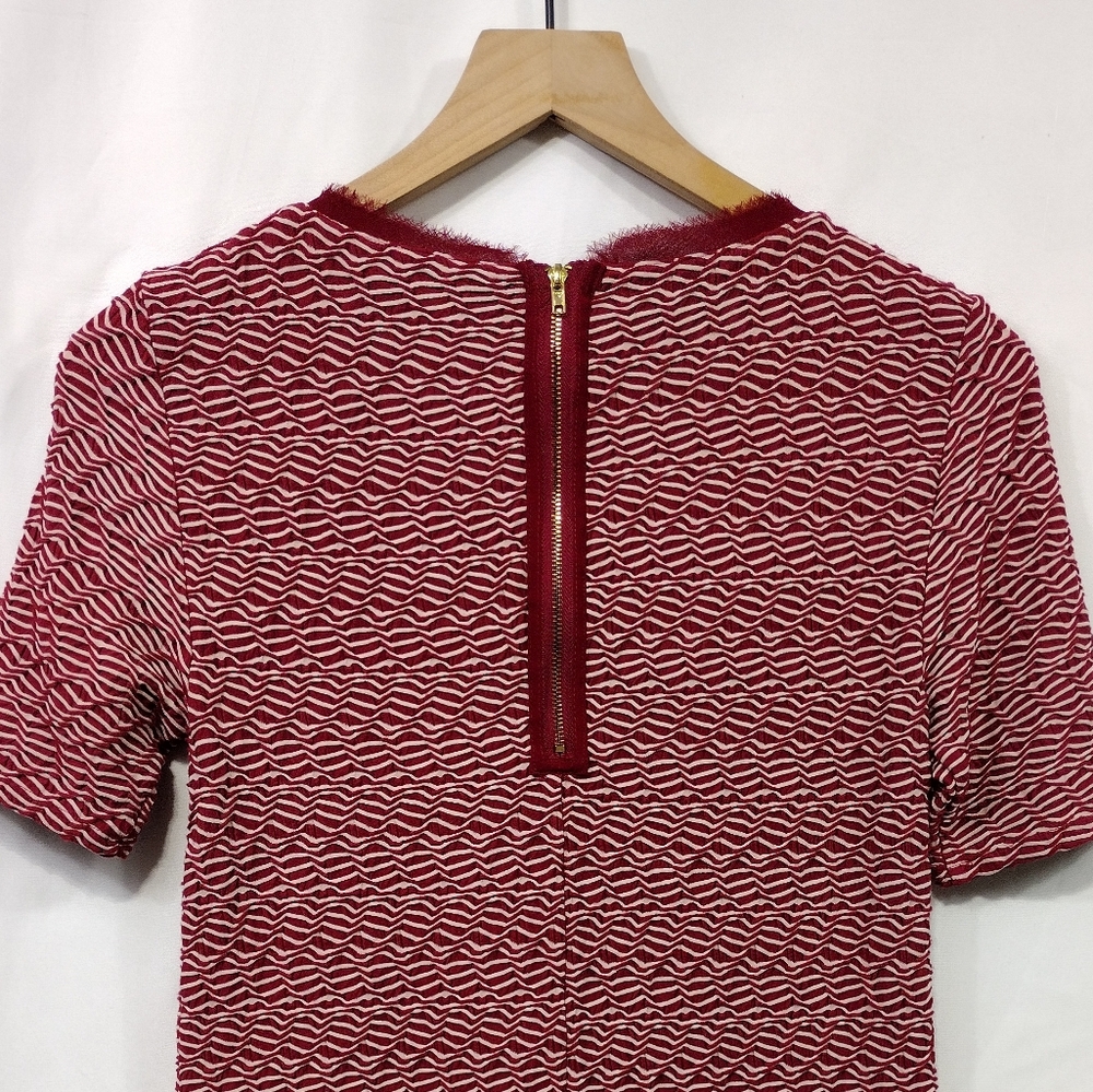 Maeve Anthropologie Wavy Textured Mini Dress Size XS Red White Preppy Academia - Picture 7 of 10